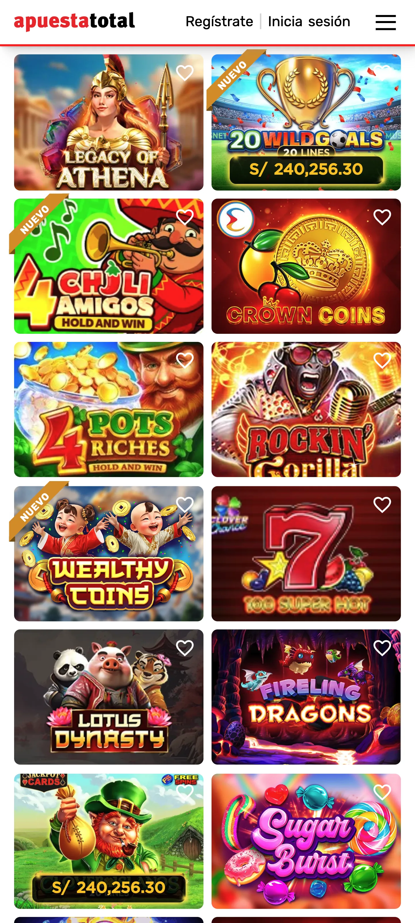 Casino y juegos en la app de Apuesta Total Perú