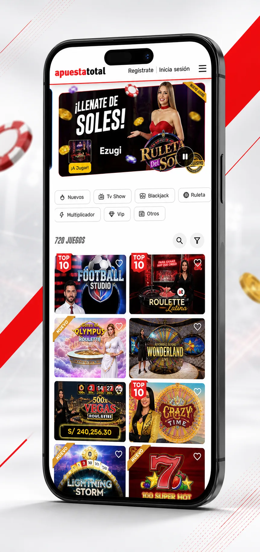 Casino en vivo en la app de Apuesta Total Perú