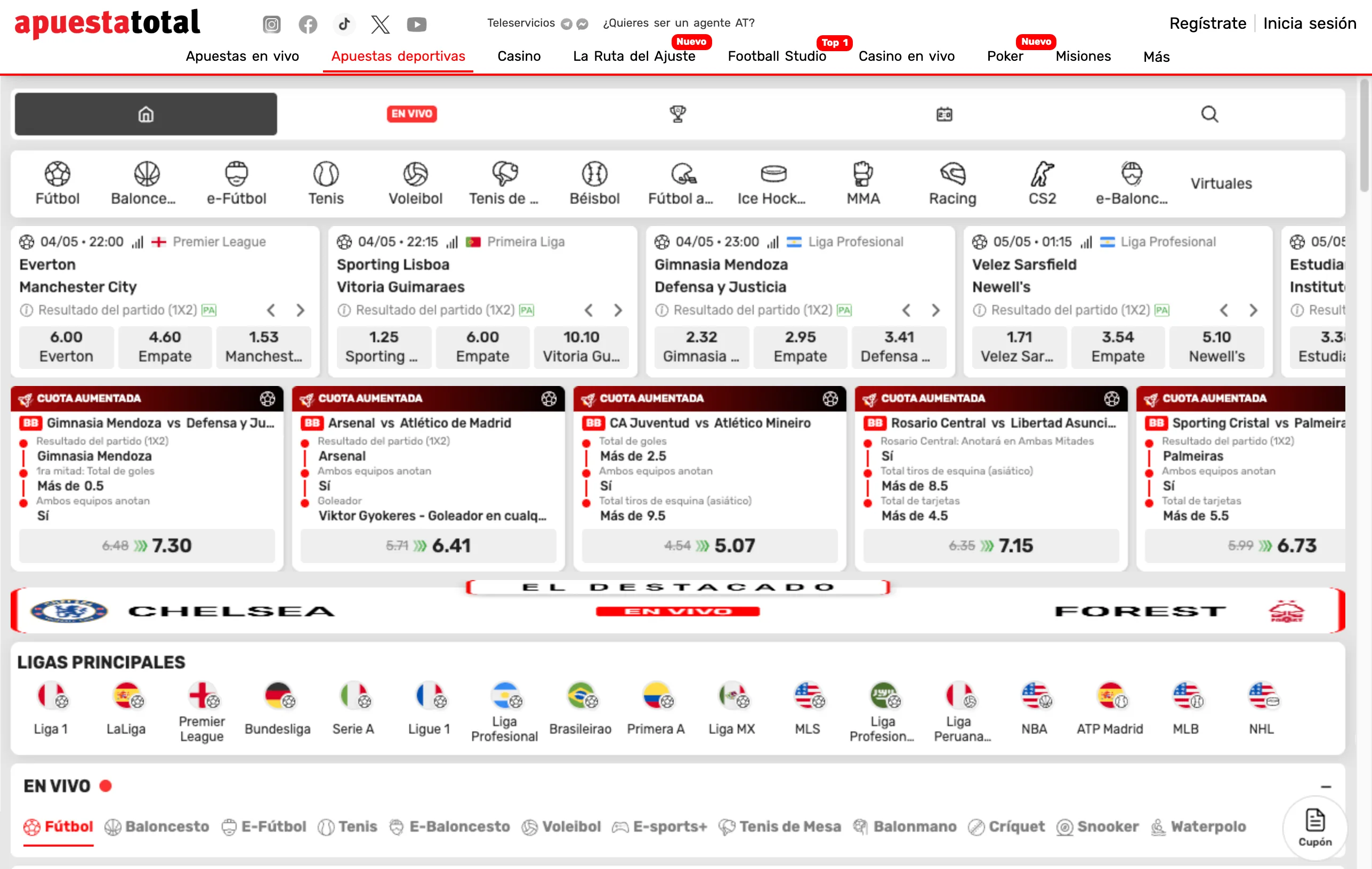 Apuestas deportivas en Apuesta Total Perú
