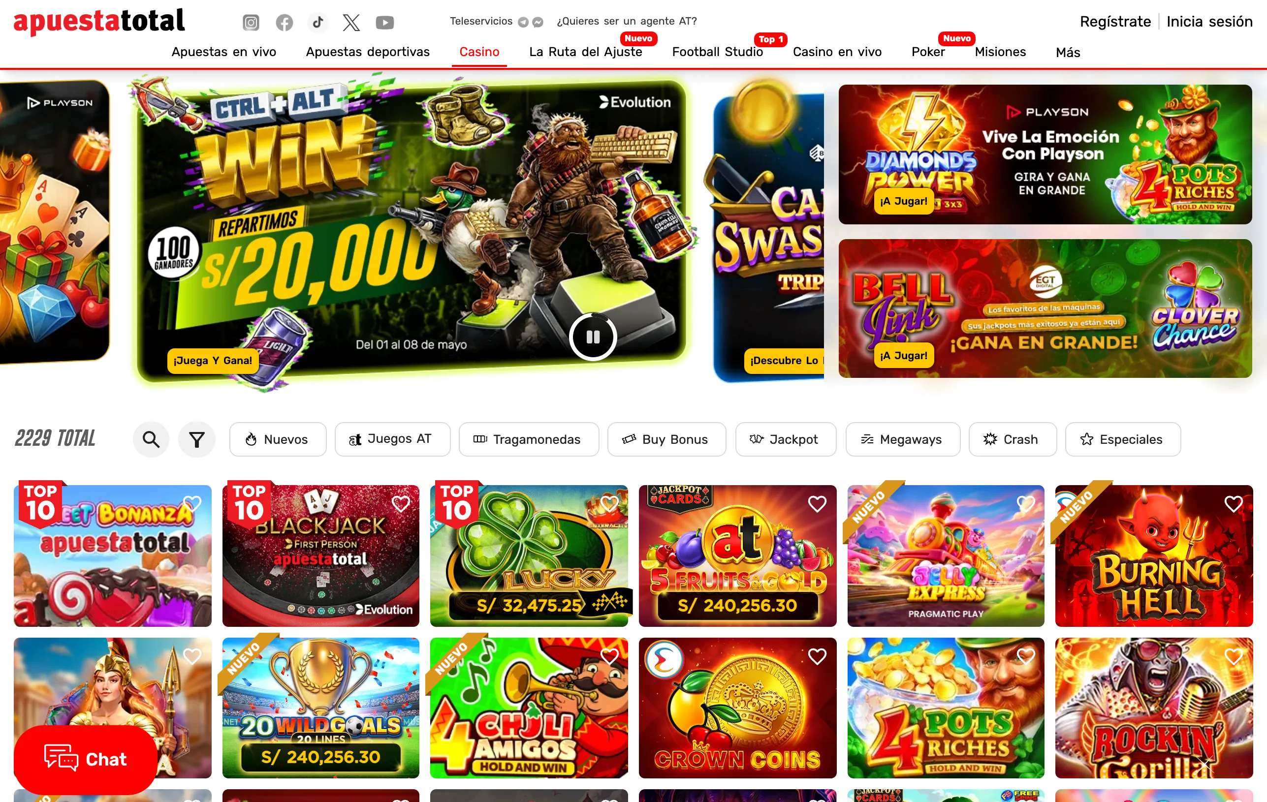Casino online y juegos virtuales de Apuesta Total Perú